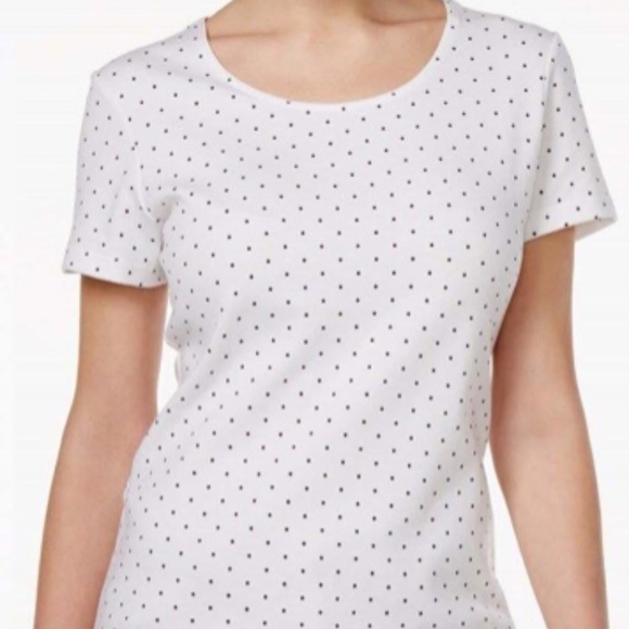 NEW! Karen Scott White/Black Scoop Neck, Short Sleeve Top, Shirt, Size Small - Picture 1 of 5